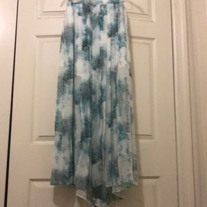 Dreamy turquoise/silver/pink pleated Maxi Skirt